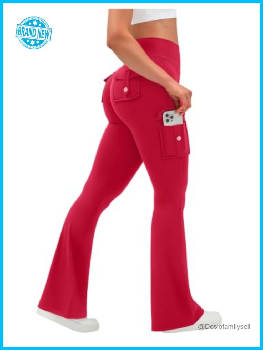 Flare Yoga Pants Leggings with 4 Cargo Pockets High Rise Butt Lifting